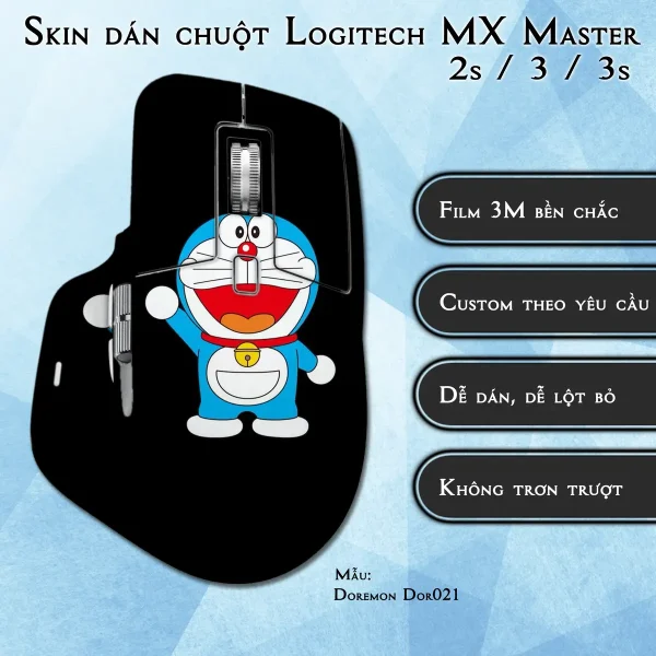 Skin dán chuột Logitech MX Master 2, 2s, 3, 3s mẫu Doremon Dor021