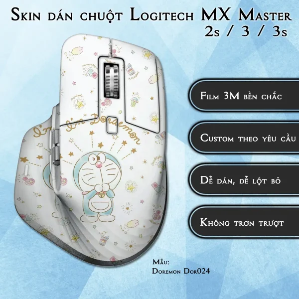 Skin dán chuột Logitech MX Master 2, 2s, 3, 3s mẫu Doremon Dor024