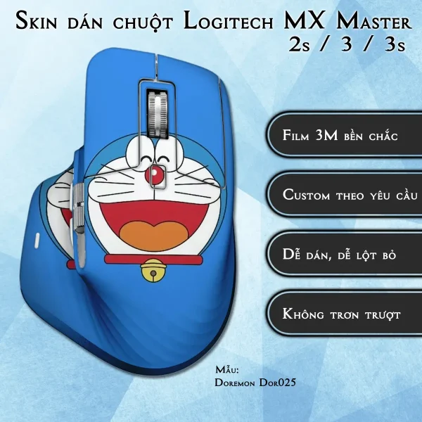 Skin dán chuột Logitech MX Master 2, 2s, 3, 3s mẫu Doremon Dor025