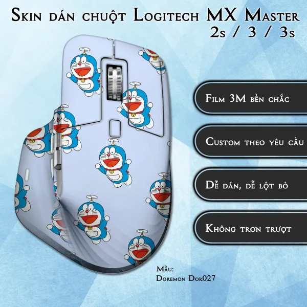 Skin dán chuột Logitech MX Master 2, 2s, 3, 3s mẫu Doremon Dor027