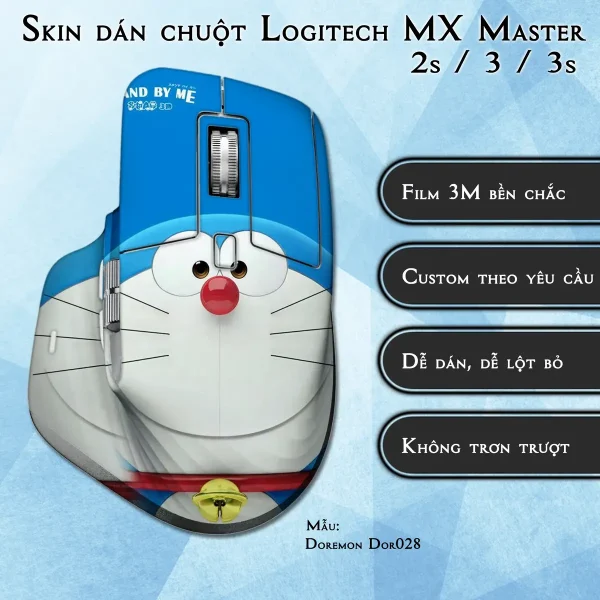 Skin dán chuột Logitech MX Master 2, 2s, 3, 3s mẫu Doremon Dor028