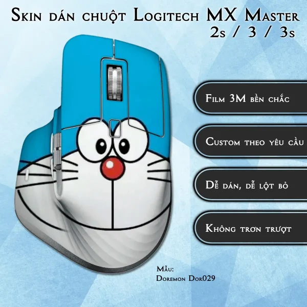 Skin dán chuột Logitech MX Master 2, 2s, 3, 3s mẫu Doremon Dor029
