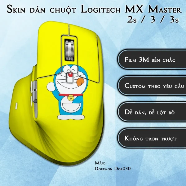 Skin dán chuột Logitech MX Master 2, 2s, 3, 3s mẫu Doremon Dor030