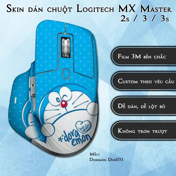 Skin dán chuột Logitech MX Master 2, 2s, 3, 3s mẫu Doremon Dor031