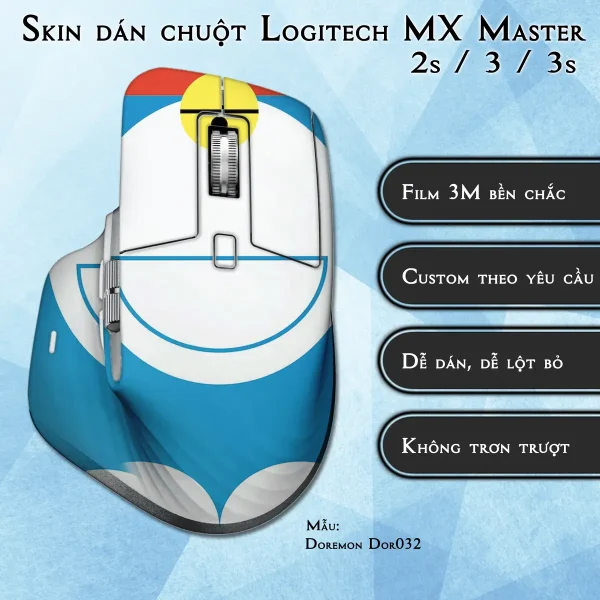 Skin dán chuột Logitech MX Master 2, 2s, 3, 3s mẫu Doremon Dor032