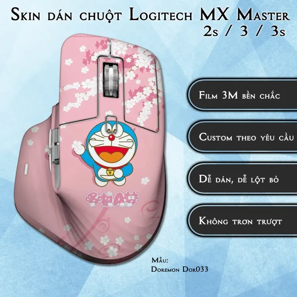 Skin dán chuột Logitech MX Master 2, 2s, 3, 3s mẫu Doremon Dor033