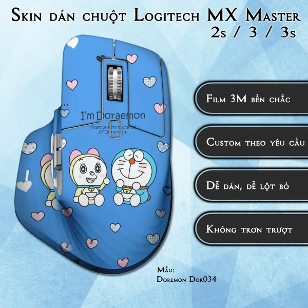 Skin dán chuột Logitech MX Master 2, 2s, 3, 3s mẫu Doremon Dor034