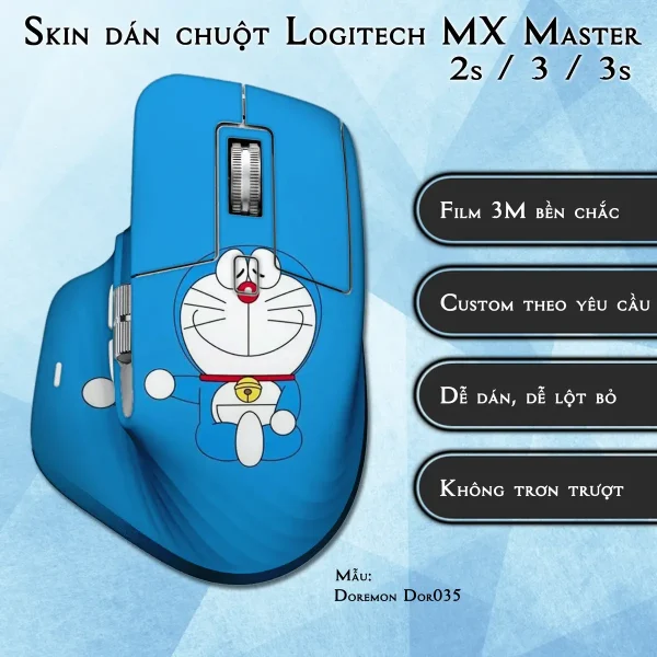 Skin dán chuột Logitech MX Master 2, 2s, 3, 3s mẫu Doremon Dor035