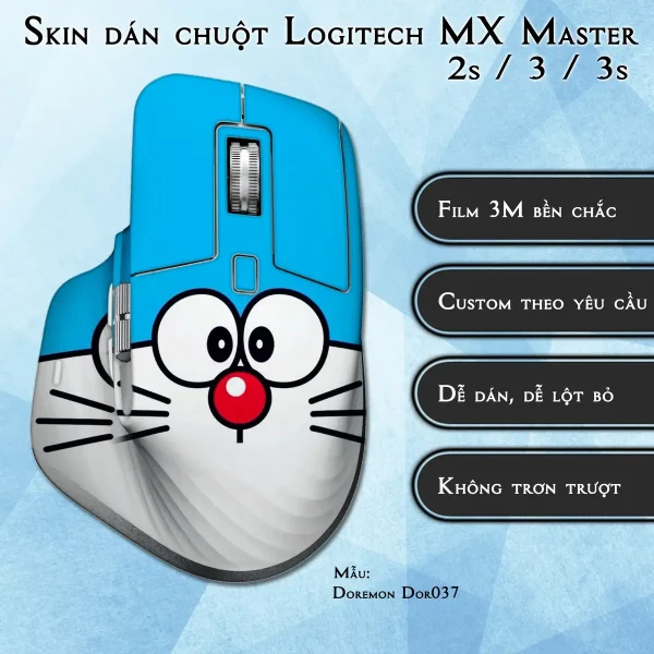 Skin dán chuột Logitech MX Master 2, 2s, 3, 3s mẫu Doremon Dor037