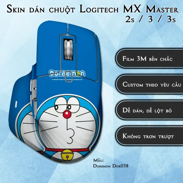 Skin dán chuột Logitech MX Master 2, 2s, 3, 3s mẫu Doremon Dor038