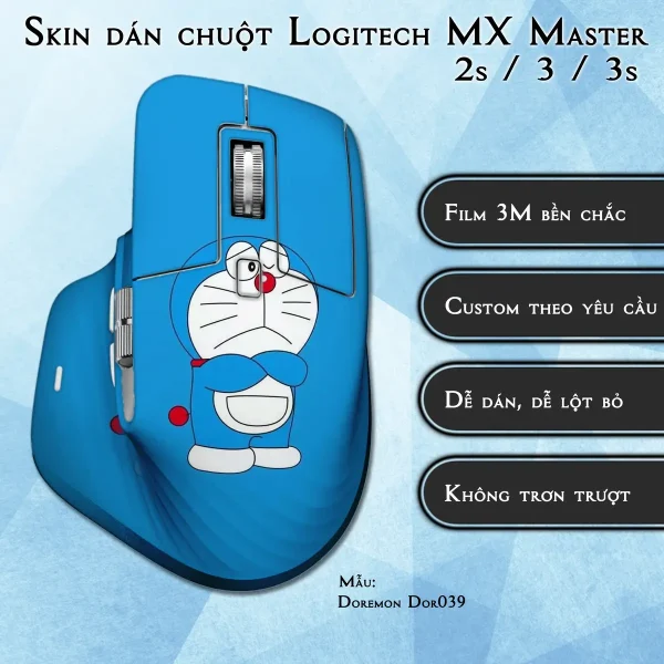 Skin dán chuột Logitech MX Master 2, 2s, 3, 3s mẫu Doremon Dor039