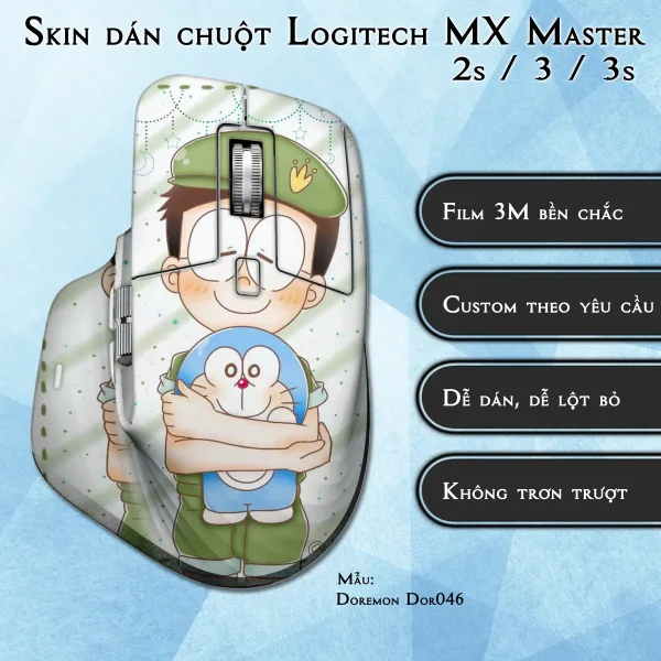 Skin dán chuột Logitech MX Master 2, 2s, 3, 3s mẫu Doremon Dor046