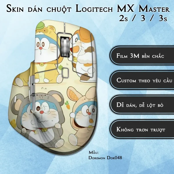 Skin dán chuột Logitech MX Master 2, 2s, 3, 3s mẫu Doremon Dor048