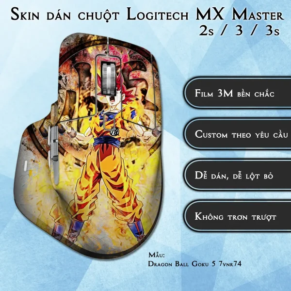 Skin dán chuột Logitech MX Master 2, 2s, 3, 3s mẫu Dragon Ball Goku 5 7vnr74