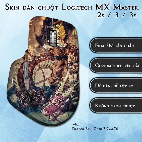 Skin dán chuột Logitech MX Master 2, 2s, 3, 3s mẫu Dragon Ball Goku 7 7vnr76
