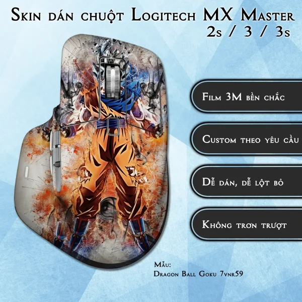 Skin dán chuột Logitech MX Master 2, 2s, 3, 3s mẫu Dragon Ball Goku 7vnr59