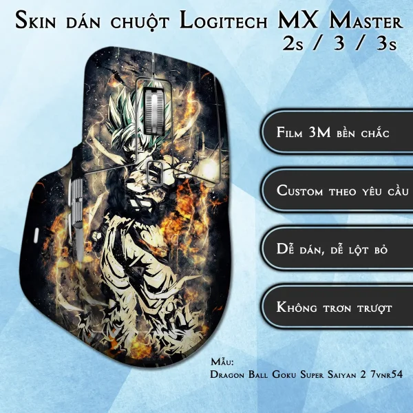 Skin dán chuột Logitech MX Master 2, 2s, 3, 3s mẫu Dragon Ball Goku Super Saiyan 2 7vnr54