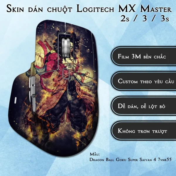 Skin dán chuột Logitech MX Master 2, 2s, 3, 3s mẫu Dragon Ball Goku Super Saiyan 4 7vnr55