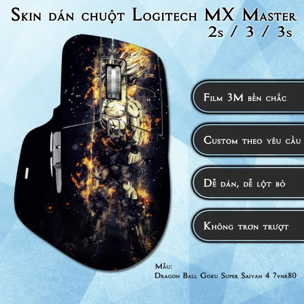 Skin dán chuột Logitech MX Master 2, 2s, 3, 3s mẫu Dragon Ball Goku Super Saiyan 4 7vnr80