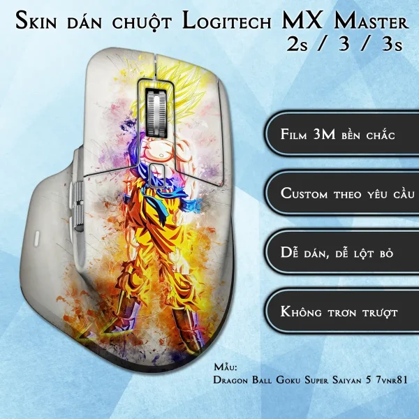 Skin dán chuột Logitech MX Master 2, 2s, 3, 3s mẫu Dragon Ball Goku Super Saiyan 5 7vnr81