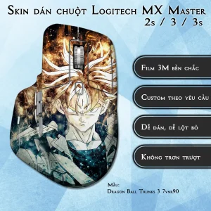 Skin dán chuột Logitech MX Master 2, 2s, 3, 3s mẫu Dragon Ball Trunks 3 7vnr90