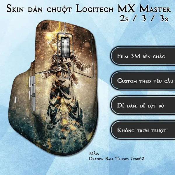 Skin dán chuột Logitech MX Master 2, 2s, 3, 3s mẫu Dragon Ball Trunks 7vnr62