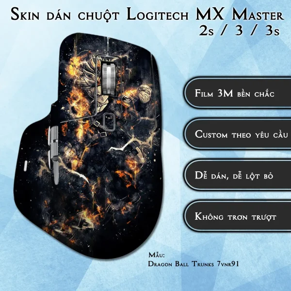 Skin dán chuột Logitech MX Master 2, 2s, 3, 3s mẫu Dragon Ball Trunks 7vnr91