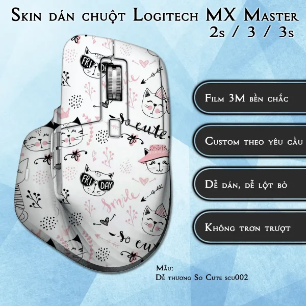 Skin dán chuột Logitech MX Master 2, 2s, 3, 3s mẫu Dễ thương So Cute scu002