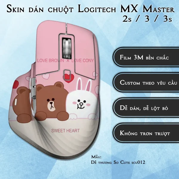 Skin dán chuột Logitech MX Master 2, 2s, 3, 3s mẫu Dễ thương So Cute scu012