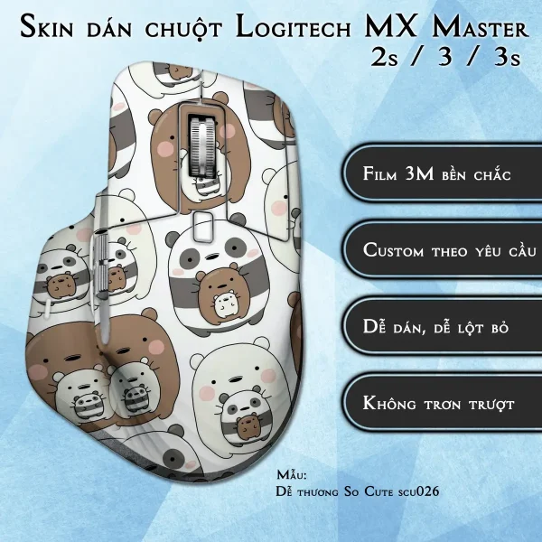 Skin dán chuột Logitech MX Master 2, 2s, 3, 3s mẫu Dễ thương So Cute scu026
