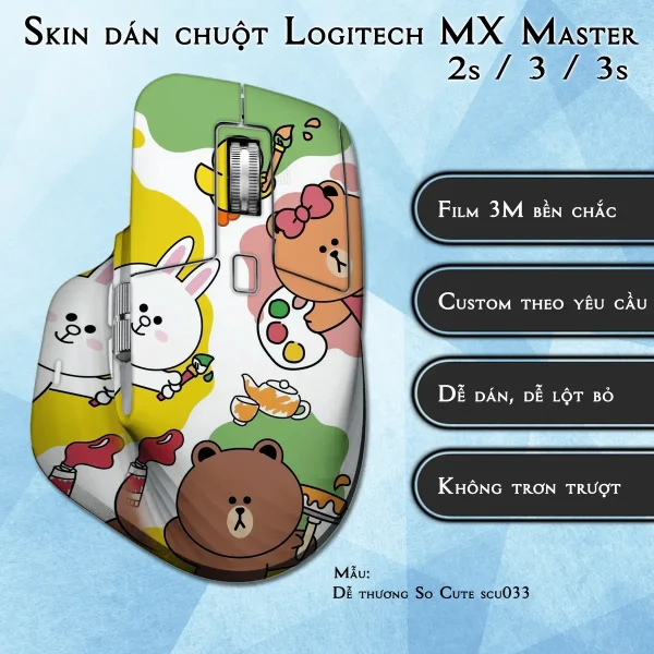 Skin dán chuột Logitech MX Master 2, 2s, 3, 3s mẫu Dễ thương So Cute scu033