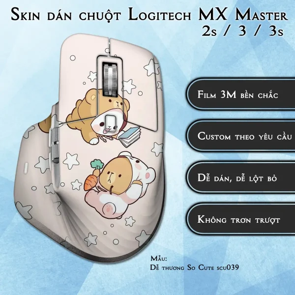 Skin dán chuột Logitech MX Master 2, 2s, 3, 3s mẫu Dễ thương So Cute scu039