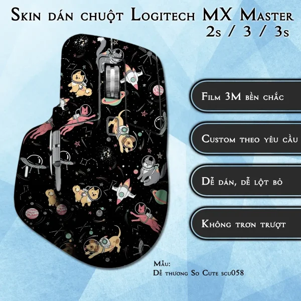 Skin dán chuột Logitech MX Master 2, 2s, 3, 3s mẫu Dễ thương So Cute scu058