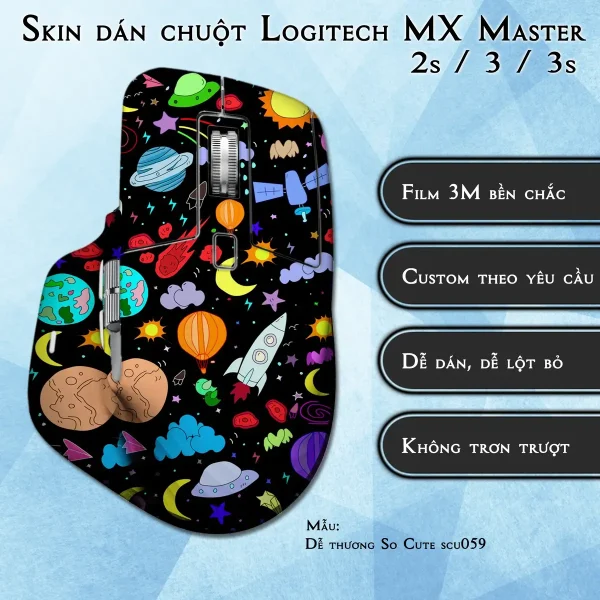 Skin dán chuột Logitech MX Master 2, 2s, 3, 3s mẫu Dễ thương So Cute scu059