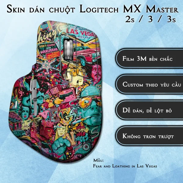Skin dán chuột Logitech MX Master 2, 2s, 3, 3s mẫu Fear and Loathing in Las Vegas