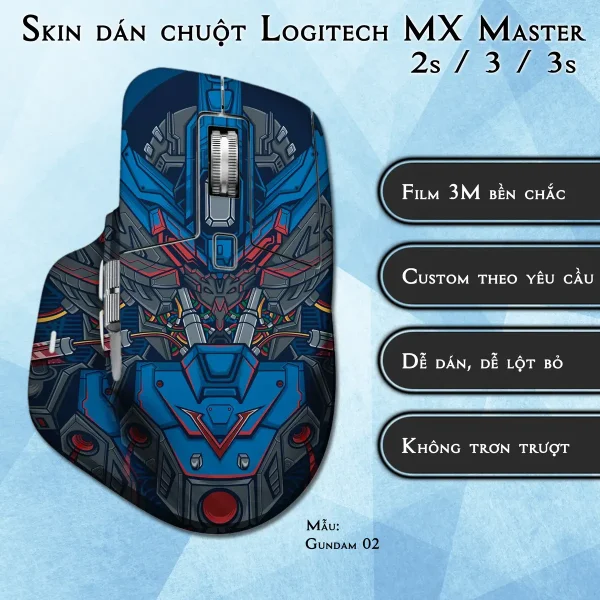 Skin dán chuột Logitech MX Master 2, 2s, 3, 3s mẫu Gundam 02