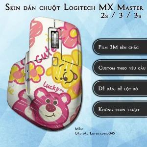 Skin dán chuột Logitech MX Master 2, 2s, 3, 3s mẫu Gấu dâu Lotso lotso045