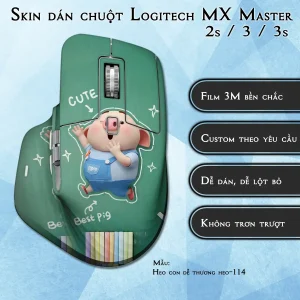 Skin dán chuột Logitech MX Master 2, 2s, 3, 3s mẫu Heo con dễ thương heo-114