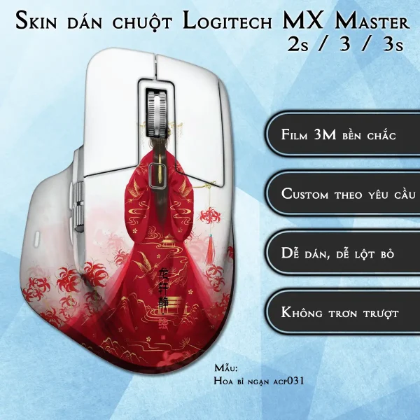 Skin dán chuột Logitech MX Master 2, 2s, 3, 3s mẫu Hoa bỉ ngạn acp031