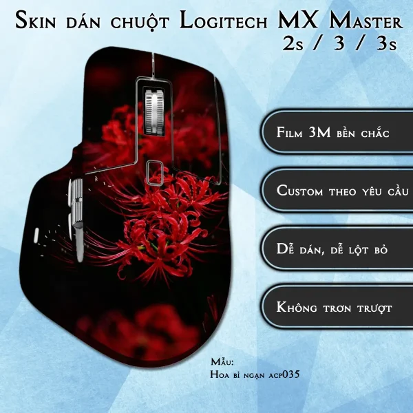 Skin dán chuột Logitech MX Master 2, 2s, 3, 3s mẫu Hoa bỉ ngạn acp035