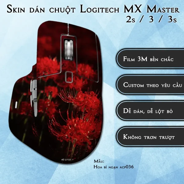 Skin dán chuột Logitech MX Master 2, 2s, 3, 3s mẫu Hoa bỉ ngạn acp036