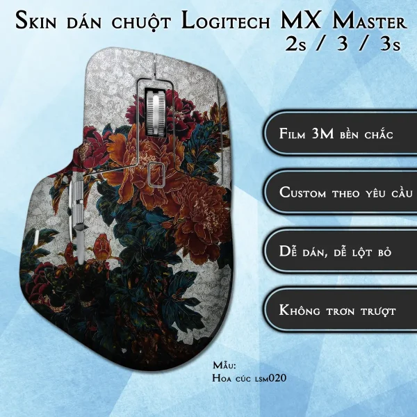 Skin dán chuột Logitech MX Master 2, 2s, 3, 3s mẫu Hoa cúc lsm020