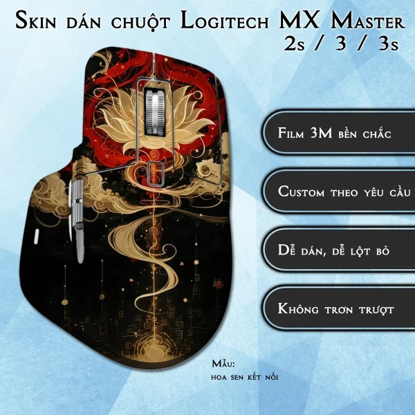 Skin dán chuột Logitech MX Master 2, 2s, 3, 3s mẫu hoa sen kết nối