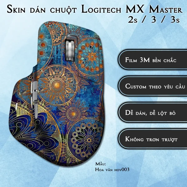 Skin dán chuột Logitech MX Master 2, 2s, 3, 3s mẫu Hoa văn hov003