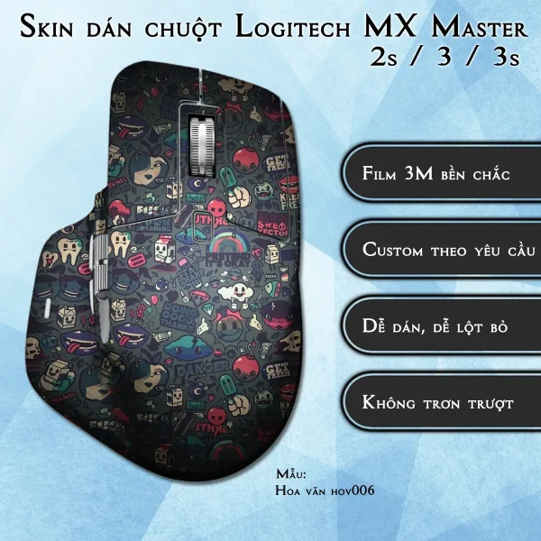 Skin dán chuột Logitech MX Master 2, 2s, 3, 3s mẫu Hoa văn hov006