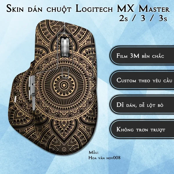 Skin dán chuột Logitech MX Master 2, 2s, 3, 3s mẫu Hoa văn hov008