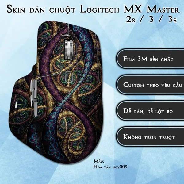 Skin dán chuột Logitech MX Master 2, 2s, 3, 3s mẫu Hoa văn hov009