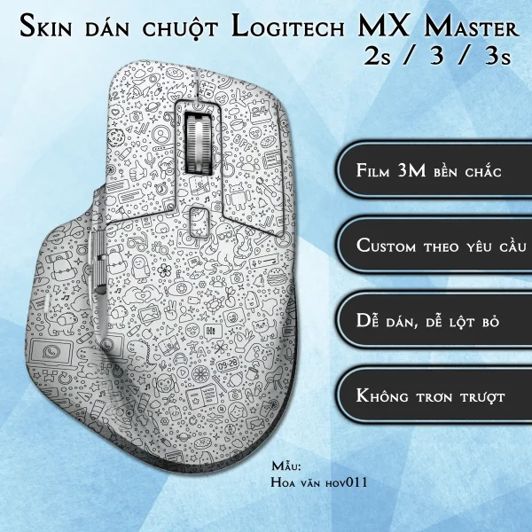 Skin dán chuột Logitech MX Master 2, 2s, 3, 3s mẫu Hoa văn hov011
