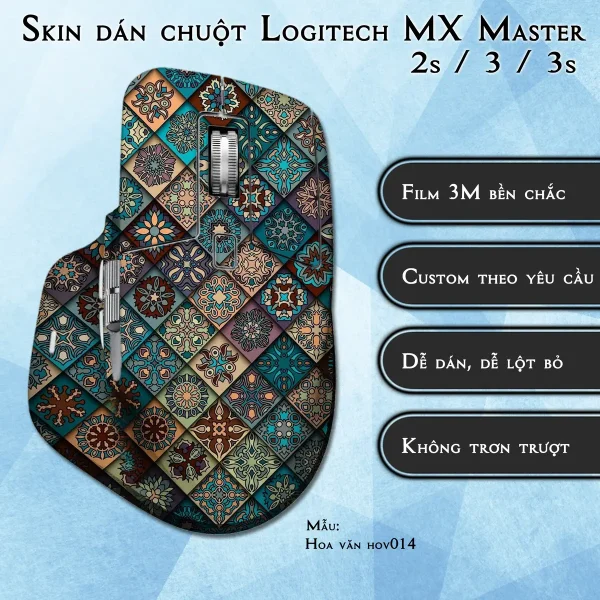 Skin dán chuột Logitech MX Master 2, 2s, 3, 3s mẫu Hoa văn hov014