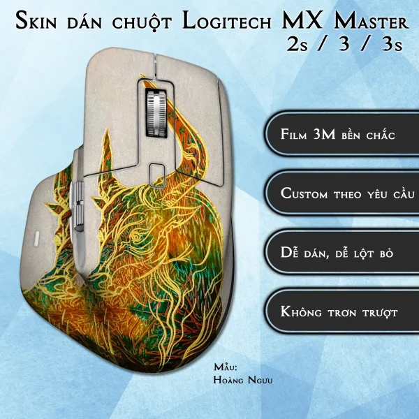 Skin dán chuột Logitech MX Master 2, 2s, 3, 3s mẫu Hoàng Ngưu
